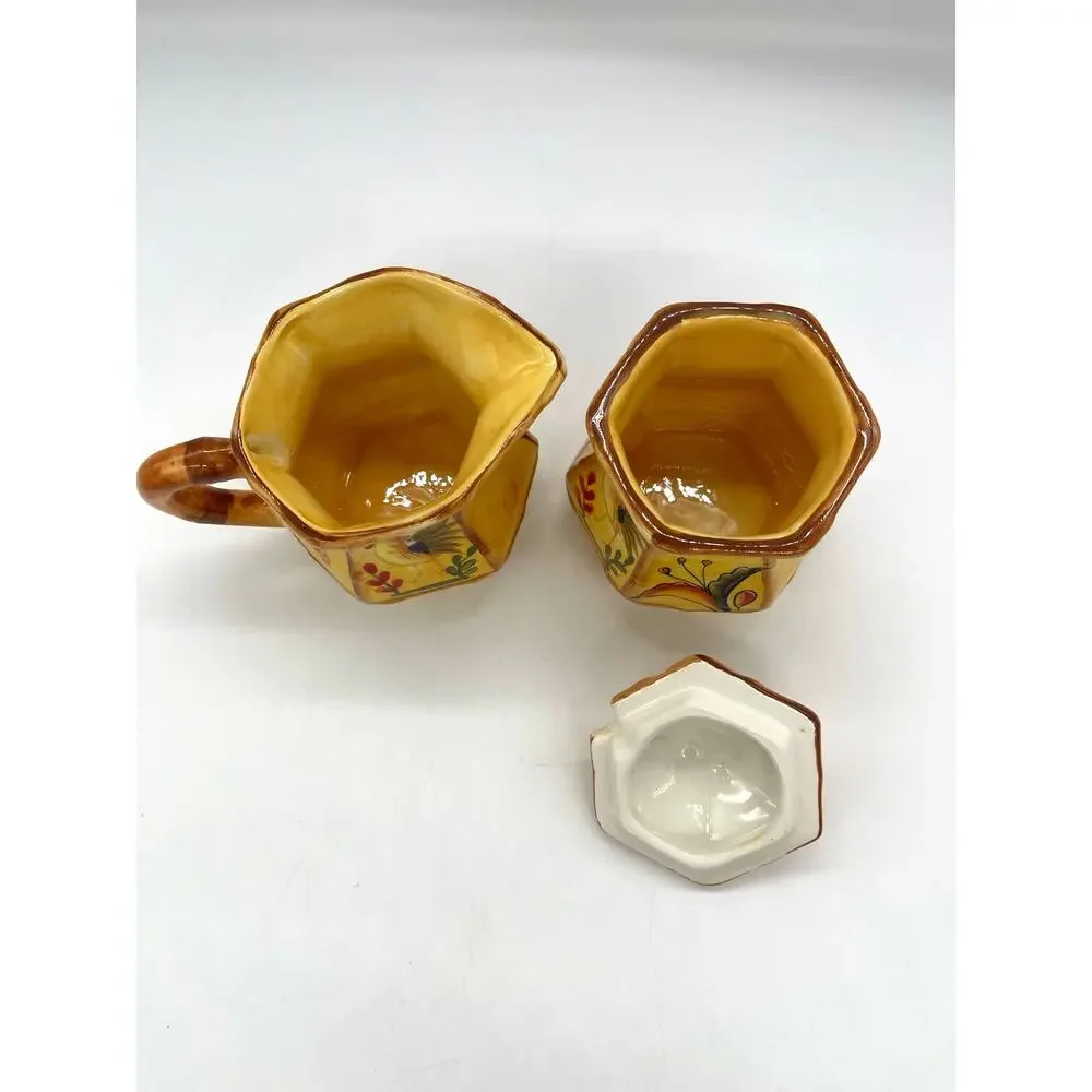 Bamboo Rooster Sugar & Creamer by ACK Hand Painted